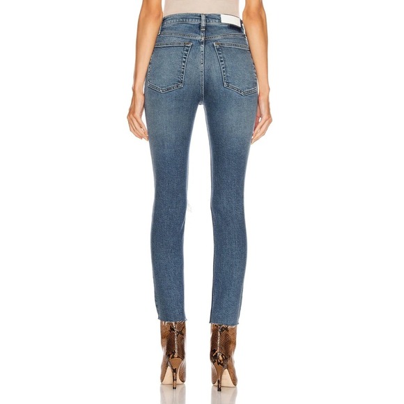 RE/DONE 90s High Rise Ankle Crop Jeans in Dusk Destroy Kristin Cavallari Size 24 - Picture 4 of 12
